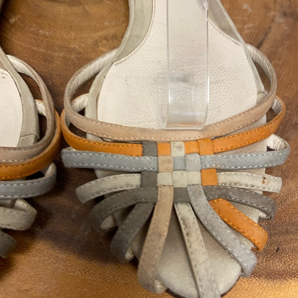 FENDI Leather Multi Color Neutral Multi Strap Ankle Strap Sandals - Picture 5 of 9